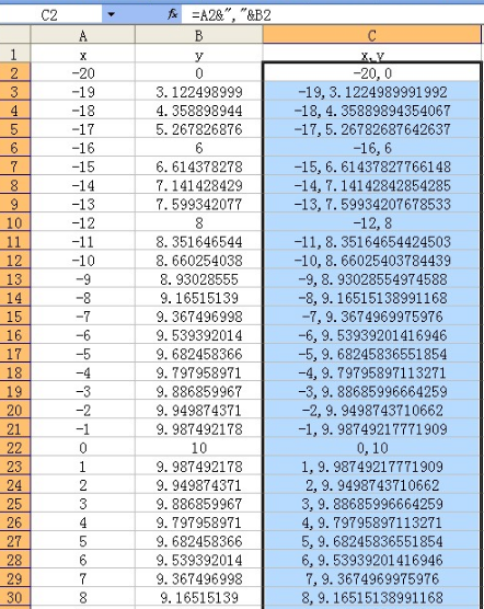 利用EXCEL公式計(jì)算坐標(biāo)點(diǎn)在CAD中畫曲線