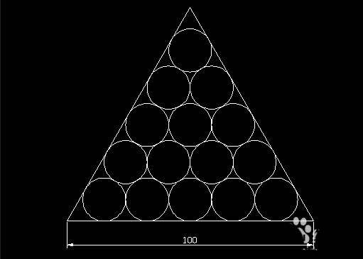 CAD正三角形中怎么畫(huà)15個(gè)相切的圓